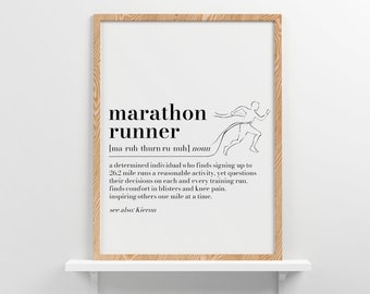 Marathon Runner Definition Print, Marathon gift, Marathon Runner Gift, Dictionary Print Gift for Runner, Marathon Keepsake, Runner Prints