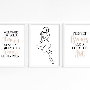 Waxing Salon Prints, body outline drawing, Salon Art, waxing Prints, salon brows quotes, beauty salon posters, Salon quotes, brow wax prints