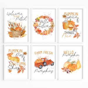 Autumn Prints, Autumn Home Decor, Pumpkin Prints, Autumn wall decor, Hello Autumn wall art, Pumpkin Spice prints, autumnal decor, seasonal