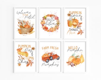 Watercolour Autumn Prints: Pumpkin Spice Wall Art, Farmhouse Style Autumnal Decor