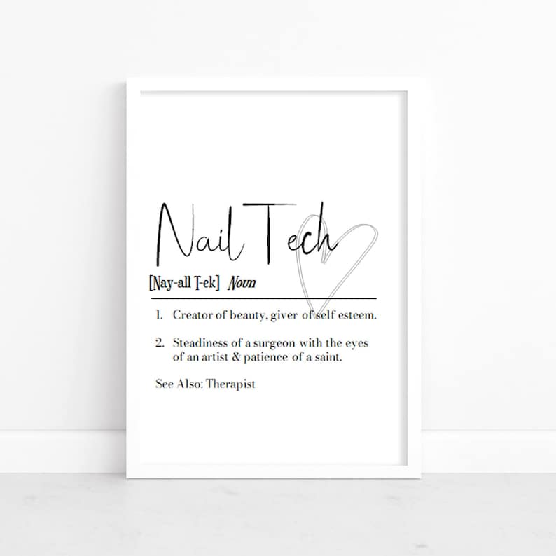 Nail Tech Definition Print Nail Artist Gift Personalised Etsy