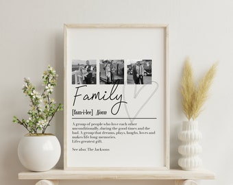 Personalised Family Picture Collage Memorable Gift for Family, Mum, Gifts for Her, Definition Wall Art, Christmas Gift for her