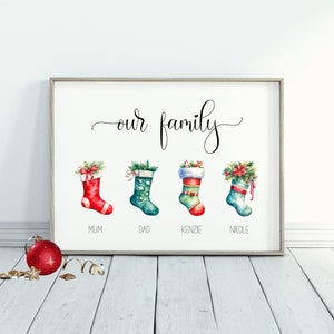Personalised Christmas Stockings print, Family Stockings Wall Print, Personalised Christmas Decor, christmas Wall Art, Christmas Posters