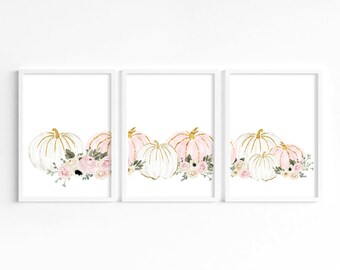 Pinker Herbst Prints, Halloween Dekor, Kürbis Prints, Kürbis Wandbilder, Saisonale Wandbilder, Herbst Bilder, Kürbisse