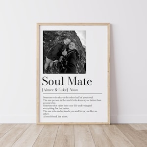 Personalised Couple Picture Collage Memorable Gift for Partner, Christmas Gift for Her Him, Soulmate definition, Wedding Gift for Him Her image 7