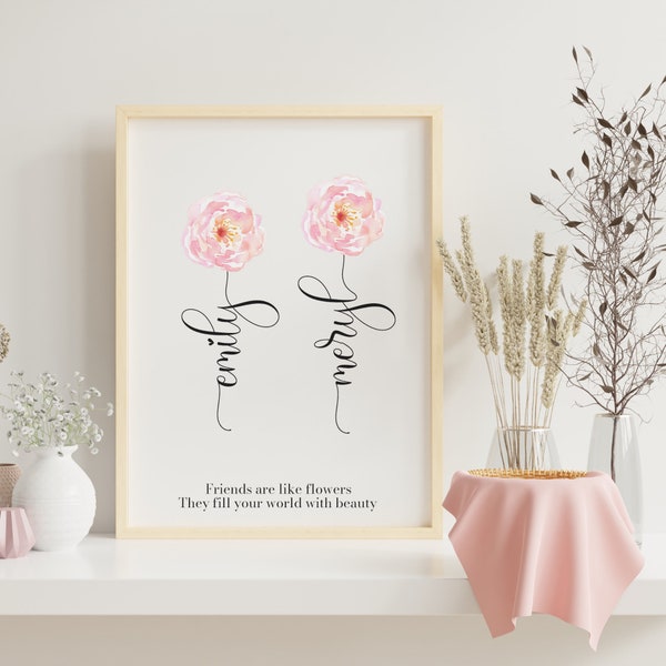 Personalised Friendship Gift, Friendship Quotes, Gifts for Friends, Friendship Prints, friends are like flowers, Christmas gift friend