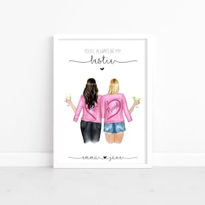 Personalised Best Friend print, keepsake gift for friend, Custom friend gift to be framed, Bestie presents, friendship wall art, A4, 8x10 A5