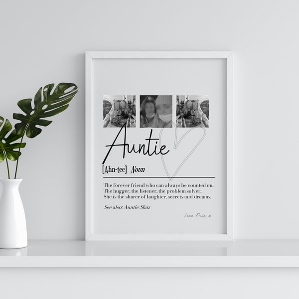 Auntie Definition Print, Auntie gift, Personalised Auntie Picture gift, Birthday gift for Auntie, Mothers Day Gift Aunt Aunty Print to Gift