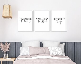 Namastay in Bed Print: Typography Bedroom Wall Art, Guest Room Minimalist Decor