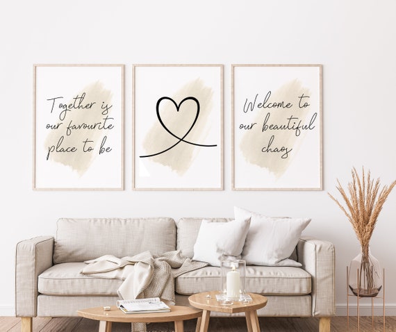 Family Prints Quote Set of 3 Together Quote Living Room Decor