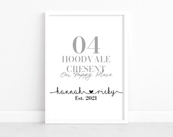 Personalised Home Print, First House Gift, Housewarming Gifts, Home Address Prints, Hallway Decor, Personalised Home Decor, New Home