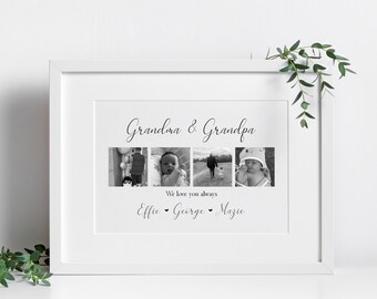 Grandma & Grandad Photo Gift, Personalised Picture, Grandma and Grandpa Photo Print, Photo Collage Christmas Gift Grandparent
