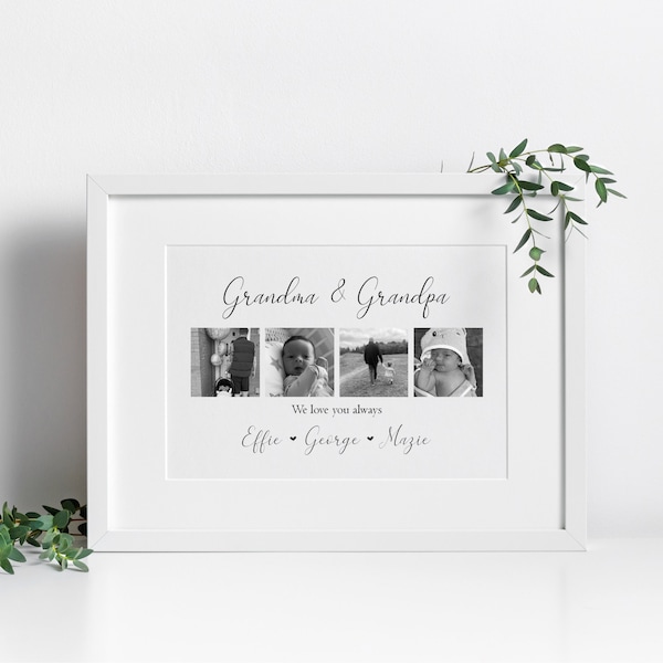 Grandma & Grandad Photo Gift, Personalised Picture, Grandma and Grandpa Photo Print, Photo Collage Christmas Gift Grandparent