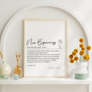 Personalised New Beginnings Definition Print, New Beginnings Gift, New Job Gift, New House Gifts, Next Chapter Gifts, Inspirational Wall Art