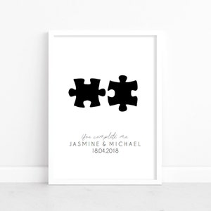 Personalised puzzle piece print Gift, Christmas Gifts for Him, Gifts for Her, Engagement Gift, valentines gift, first home gift, jigsaw
