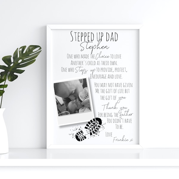 Step Dad Gift, Stepped up dad gift, Step dad poem, gift for him, fathers day, step dad print, stepped up dad print, Step dad Birthday gift