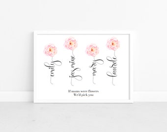 Personalised Flower Mum Gift, If mums were flowers, Gift for mum, Mother Day gifts, birthday gift for mum, mother quotes, mums birthday