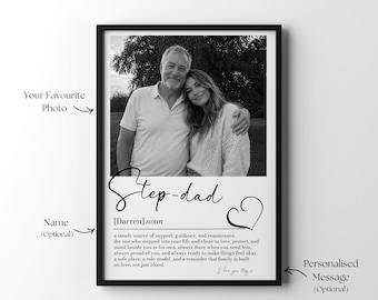 Personalisierter Stiefvater Fotodruck, Bonus Vater Geschenk, emotionale Vaterfigur Geschenk, personalisierter Fotodruck für Stiefvater, Familienandenken