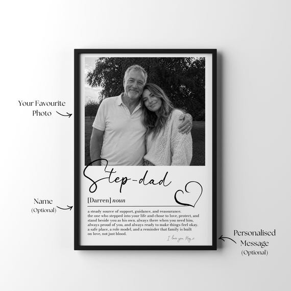 Personalised Stepdad Photo Print, Bonus Dad Gift, Emotional Father Figure Gift, Personalised Photo Print For Stepdad, Family Keepsake