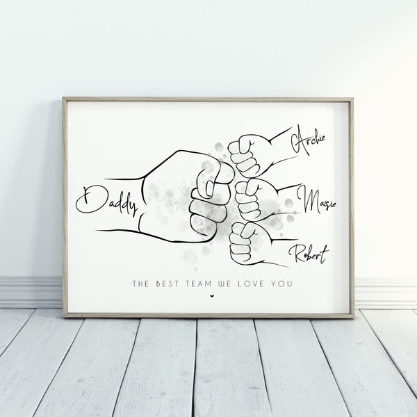 Personalised Fist Pump Dad Print, Father Child Hands Print, Birthday Gift Christmas Gift, Gift from Children, Dad Gift Present