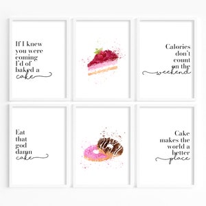 ANY QUANTITY/COMBO, Cupcake Prints, Cake Kitchen Prints, Cupcake wall decor, cake quotes, kitchen prints, quirky kitchen decor, cakewall art