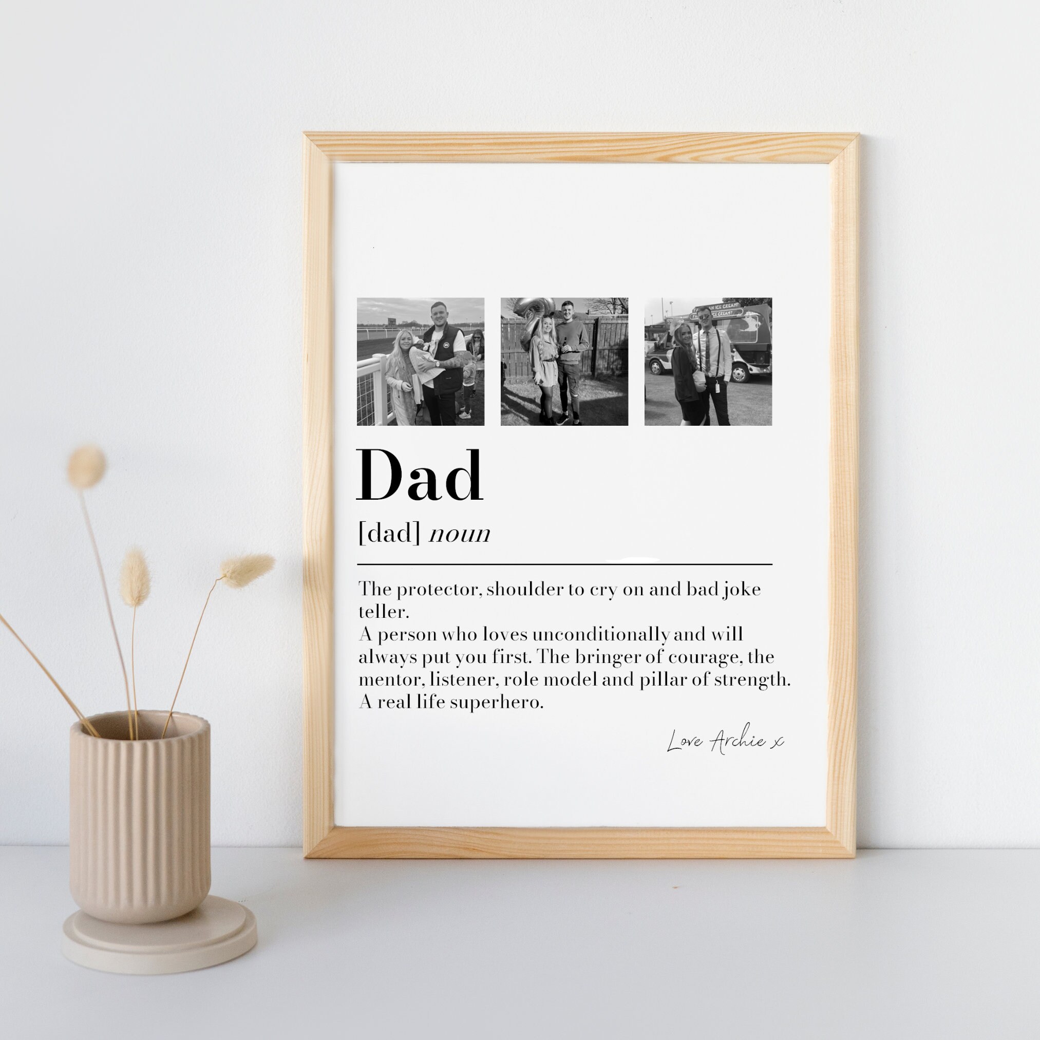 Personalised Dad Picture Collage Memorable Gift for Dad, Fathers Day Gift, Gift for Him, definition, Birthday Gift for Dad, Dad Noun Print