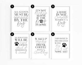 Funny Dog Quote Prints: Dog Lover Home Decor, Quirky Gallery Wall Paw Print, Typography