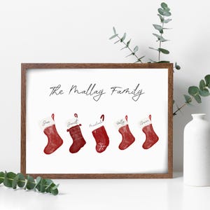 Personalised Christmas stockings print, Family Stockings wall print, personalised christmas decor, christmas prints, family names, unframed