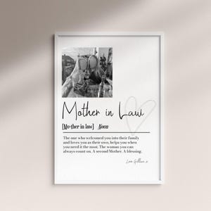 Personalised Mother in Law Picture Collage Memorable Gift for MIL, Mothers Day Gift, Gift for Her, definition, Birthday Gift for Mum In law image 1