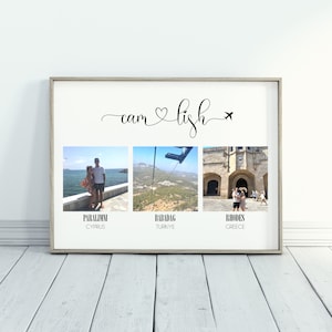 Personalisierte Reise Foto Collage - individuelle Reise Erinnerung Geschenk, Urlaub Abenteuer Print, Paar Wandkunst, Reise Erinnerung Geschenk für Sie und Ihn
