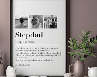 Personalised Stepdad Picture Collage Memorable Gift for Step-Dad, Fathers Day Gift, Gift for Him, definition, Birthday Gift for Step Dad