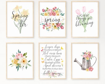 ANY QUANTITY/COMBO, Spring Prints, Spring wall decor, Hello Spring wall art, Spring Vibes prints, Spring decor, spring flowers print posters