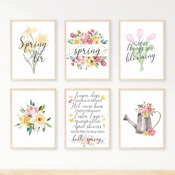 ANY QUANTITY/COMBO, Spring Prints, Spring wall decor, Hello Spring wall art, Spring Vibes prints, Spring decor, spring flowers print posters