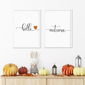 Impresión de Hola Otoño, Decoración otoñal sencilla, Pósteres otoñales, Arte mural otoñal, Decoración de sala de estar otoñal, Estampados otoñales, Decoración de pasillo otoñal