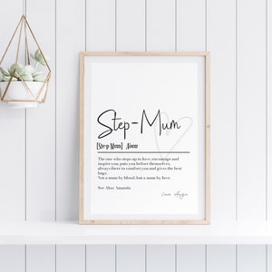 Step-Mum Definition Print, Personalised Step-Mum gift, Mothers day gift, Step-Mom Mam Mother Gift Definition Print Birthday gift memorable