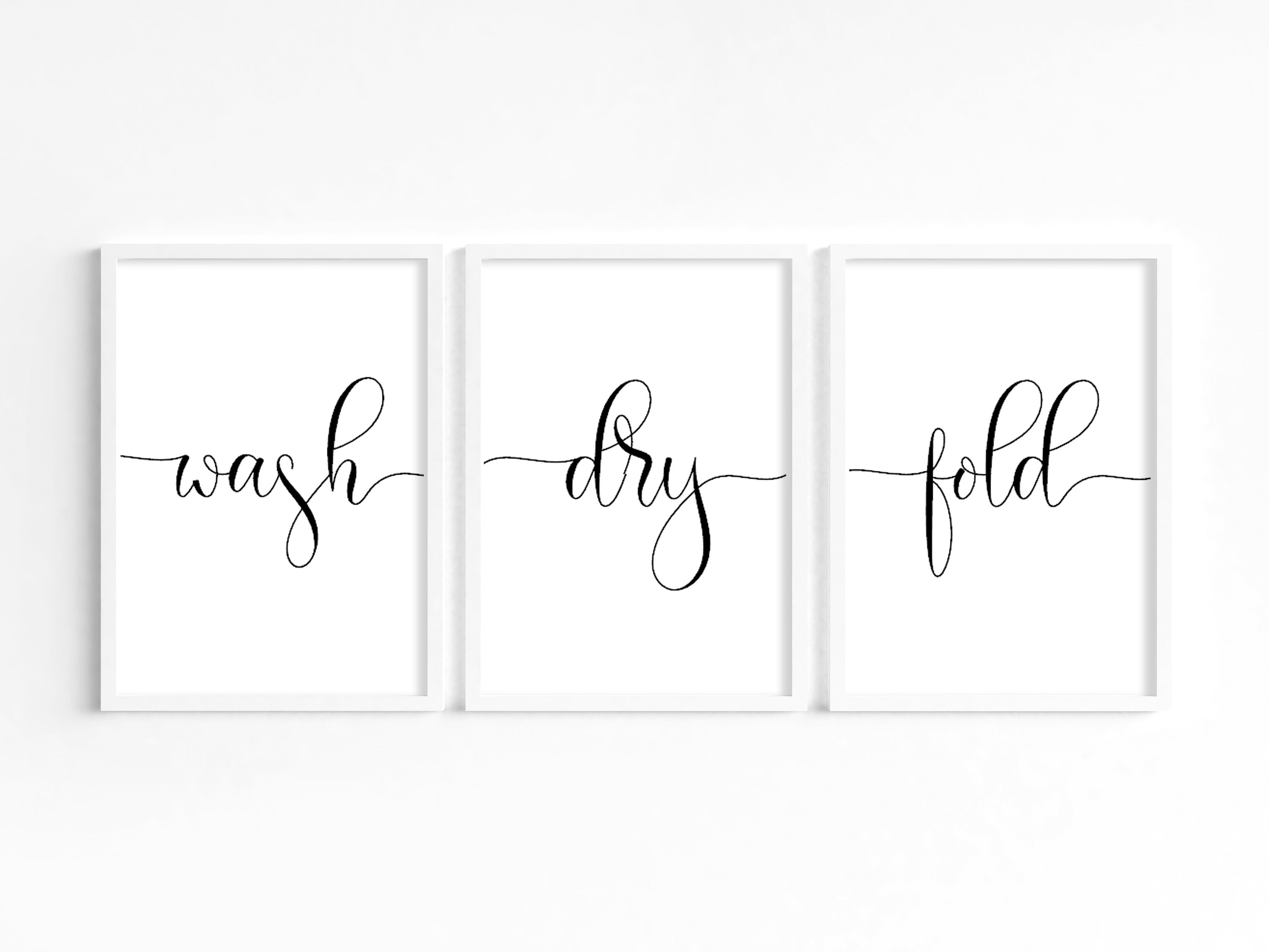 Set of Laundry Wall Prints Wash Dry Fold Print Utility Room Etsy