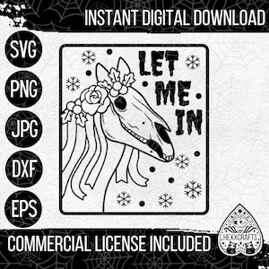 Mari Lwdy 'Deixe-me entrar' SVG | Natal gótico SVG | Arquivos de corte de Natal | Natal dxf | Yule png | Natal SVG | Bruxa SVG | Hexmas