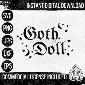 Goth Doll SVG | Cute Pastel Gothic SVG | Cricut svg | witchy Cutting Files | Goth Girl svg | cute halloween quote tshirt | boss queen SVG