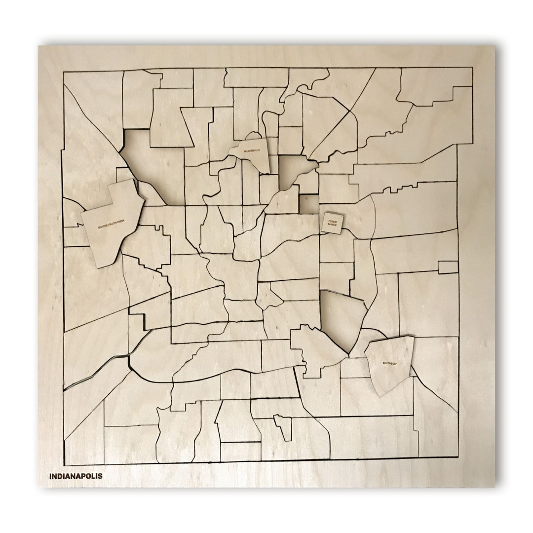 Puzzle Places Wood Indianapolis Map Puzzle Jigsaw Puzzle Indianapolis