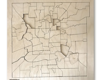 Puzzle Places - Wood Indianapolis Map Puzzle - jigsaw puzzle Indianapolis, Indiana
