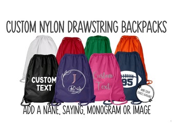 Nylon Drawstring Backpack, Drawstring Bag, Custom Backpack , Personalized Drawstring Bag