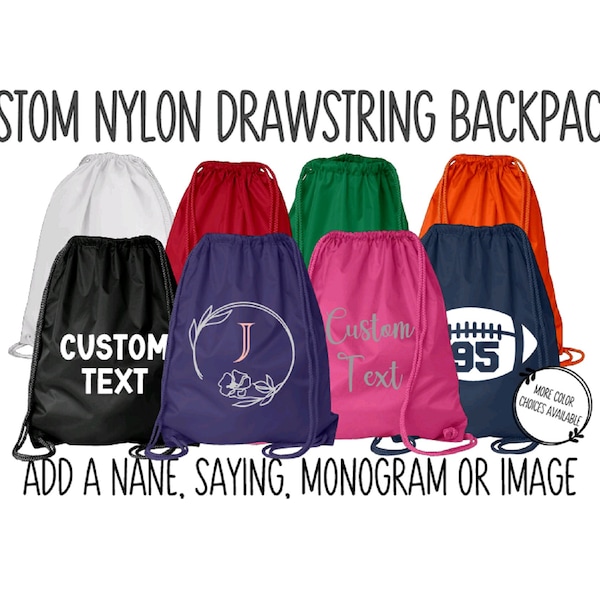 Nylon Drawstring Backpack, Drawstring Bag, Custom Backpack , Personalized Drawstring Bag