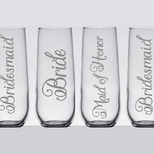 Bridal Party Glasses, Stemless Champagne Flutes, Bridesmaid Proposal Gift, Bachelorette Party Glasses,