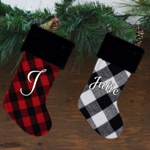 Personalized Christmas Stocking, Buffalo Plaid Christmas Stocking, Holiday Decor, Christmas Gift
