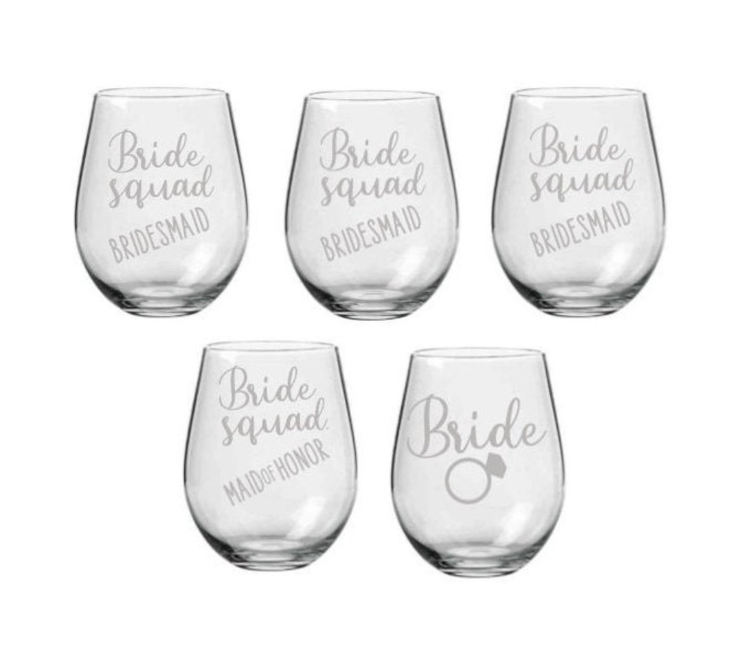 Bride Squad Wine Glasses, Bachelorette Glass, Bridal Shower Glass