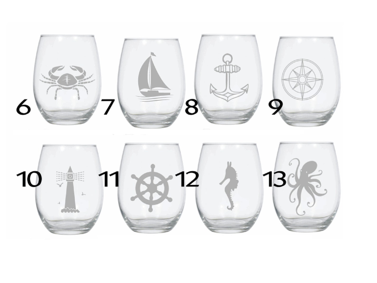 Etched Seashell Wine Glasses Etched Nautical Wine Glasses Etsy