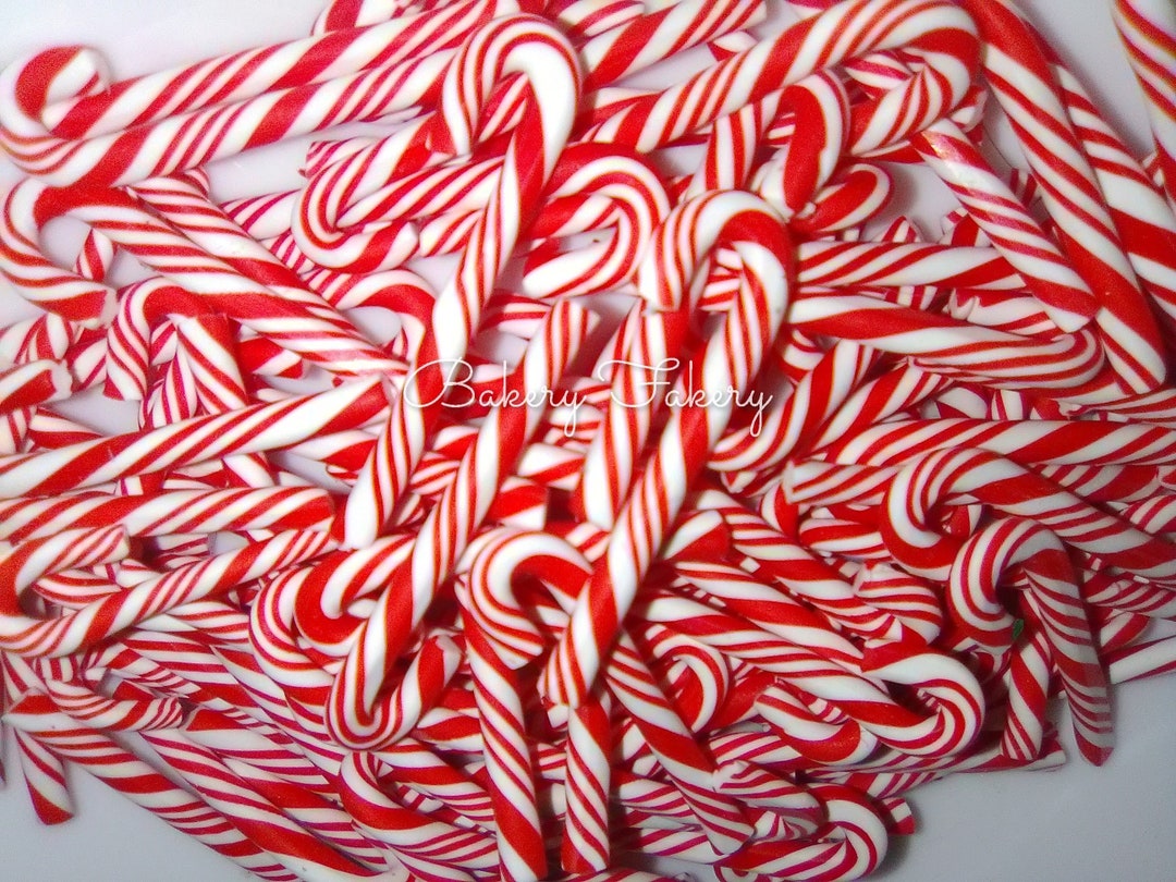10 Faux Candy Canes, Miniature Candy Cane Decorations, Dollhouse
