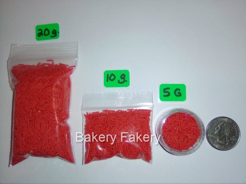 Slime Sprinkles Fake Bake Supplies Carnival Red Sprinkles Red Sprinkles Clay Sprinkles Fake Cupcake Sprinkles Polymer Clay