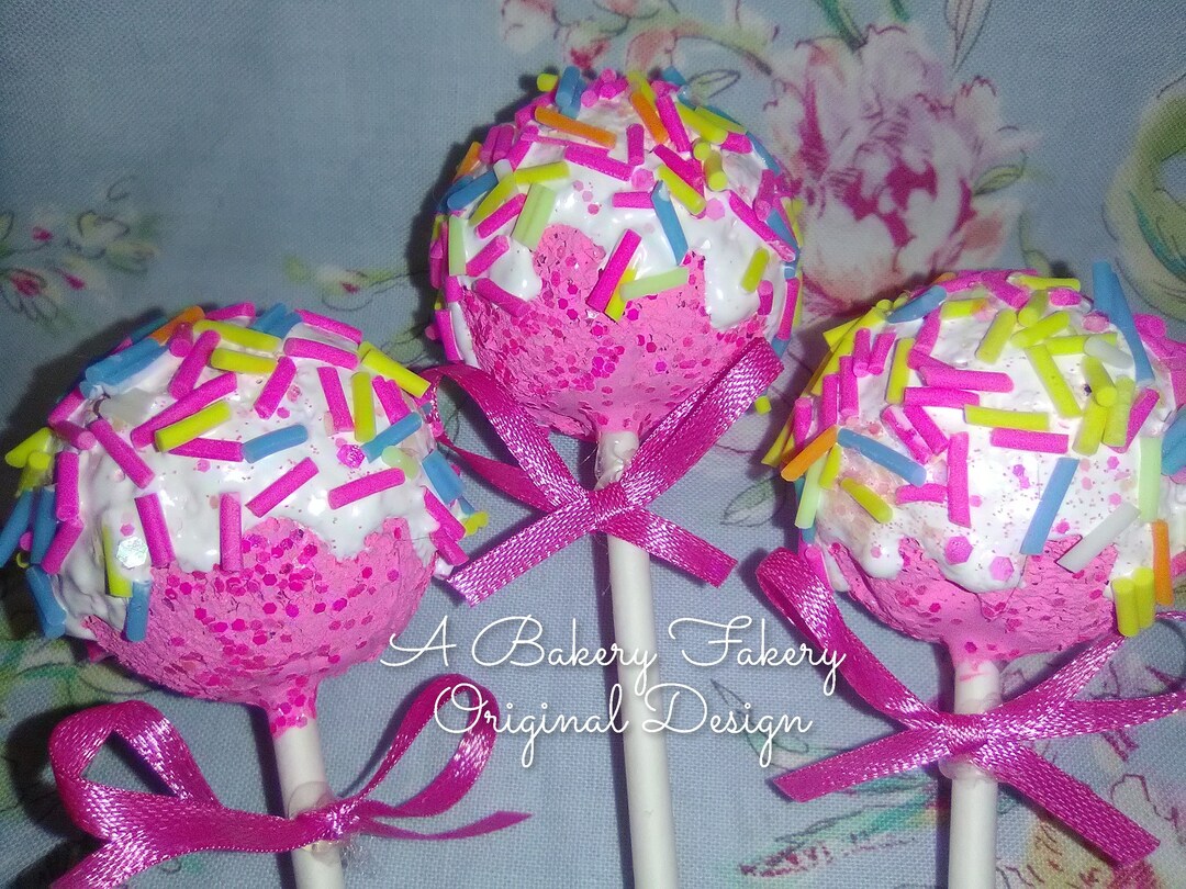 Fake Cake Pops Set of 3 Cake Balls Candyland Shabby Chic Etsy