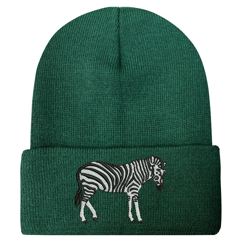 Ink Stitch USA Zebra Embroidered Winter Skull Beanie Hats 9 Colors